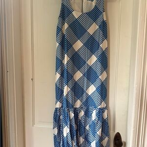 Anthropologie Blue and White Checkered Sleeveless Dress